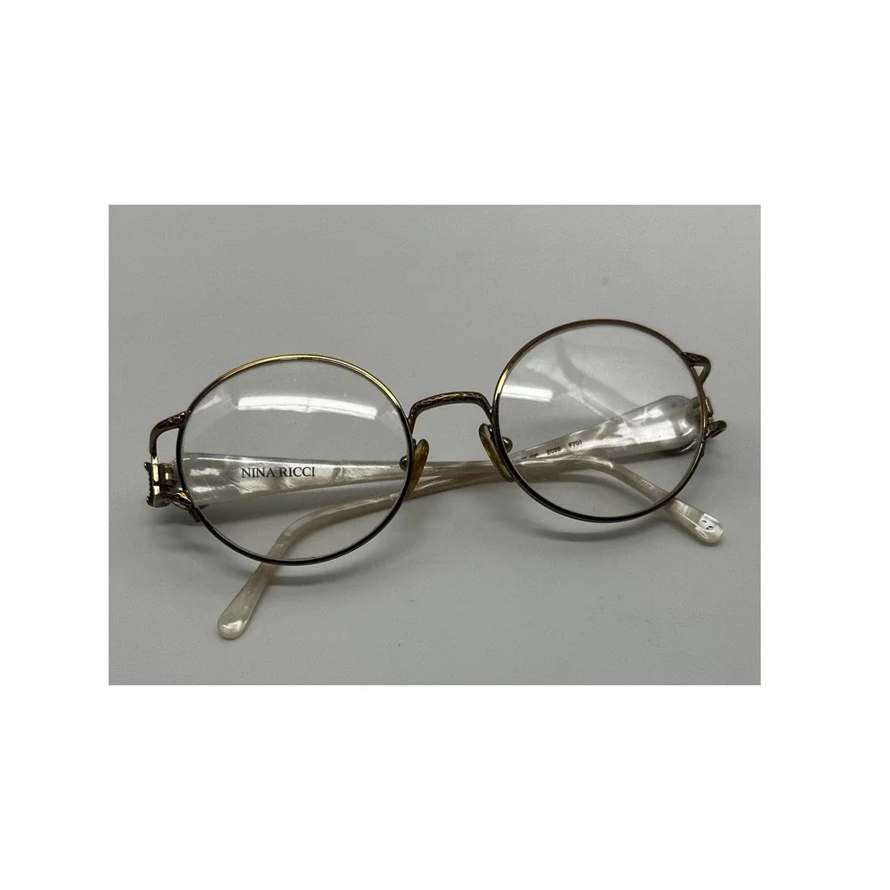 Vintage‎ Nina Ricci Round Eyeglasses Frames Gold Tone Designer Glasses